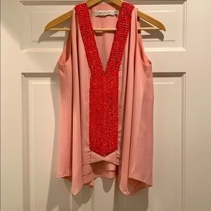 Beaded pink and red summer top